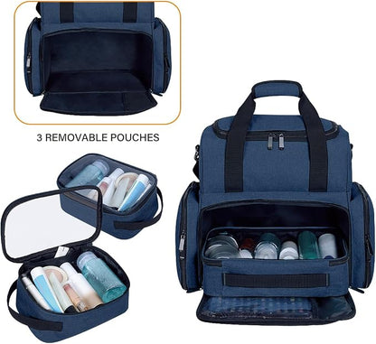Large Makeup Cosmetic Bag with 3 Removable Case and 2 Removable Dividers Double - Image 5