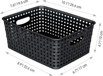 WYT 12-Pack Plastic Small Shelf Storage Weave Baskets - Image 2