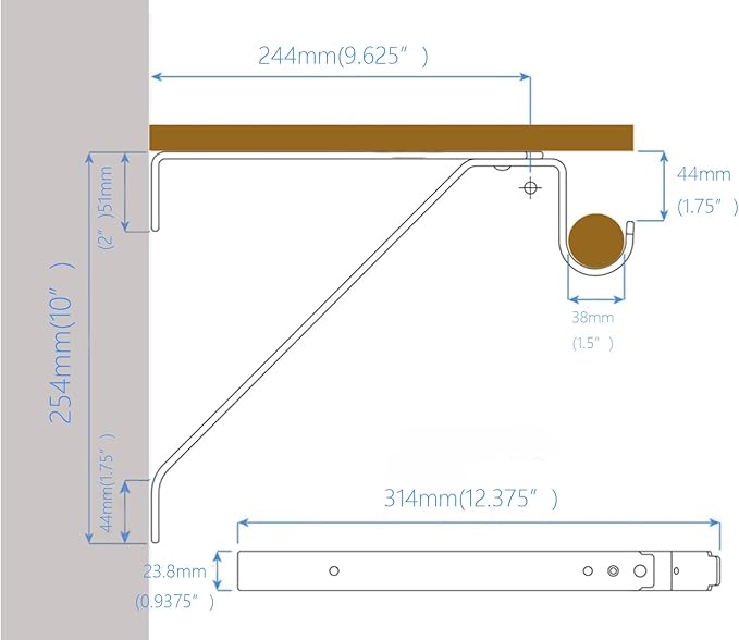 QCAA Heavy Duty Adjustable Shelf Rod Support Bracket - Image 2