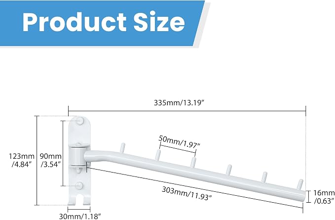 Mooche Swing Clothes Hanger Rack, Garment Racks Folding Clothes Bar Wall Mounted - Image 2