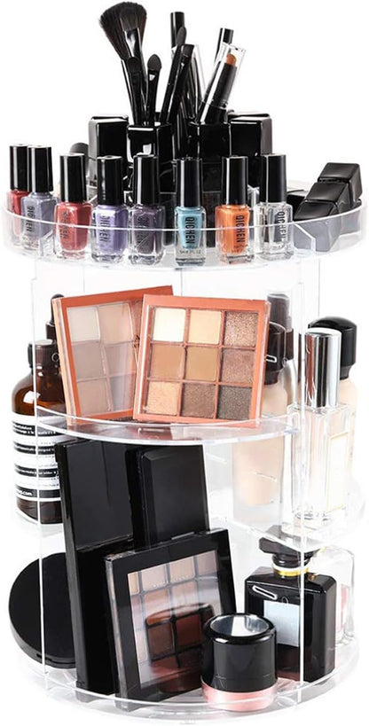 SUNFICON Rotating Makeup Organizer 360 Rotation Cosmetic Storage Holder Crystal by SUNFICON