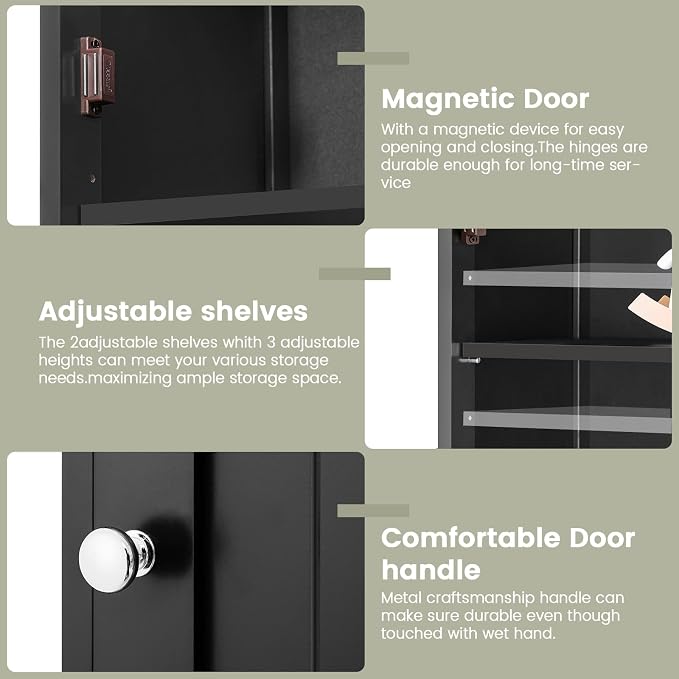 Iwell Tall Black Bathroom Cabinet - Image 6