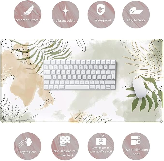 Keyboard mat Kawaii Mousepad Matcha Green Plant Abstract Accessories Desk pad - Image 7