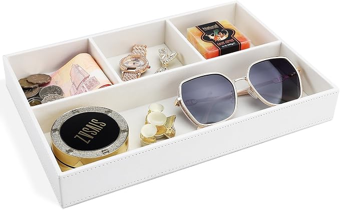 GORESE Faux Leather Valet Tray, Stackable Jewelry Trays by GORESE