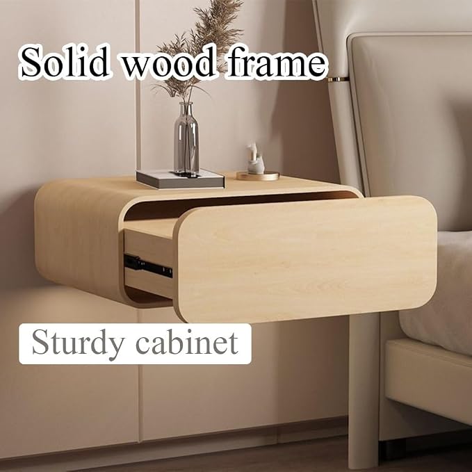 Floating Nightstand Wood Bedside Table Wall Mounted Night Stand Floating Shelf - Image 3