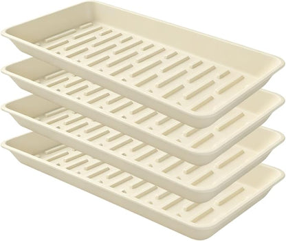 4 Pack Rectangular Plant Saucer 16 Inch, Heavy Duty Plastic Drip Trays by Afrine