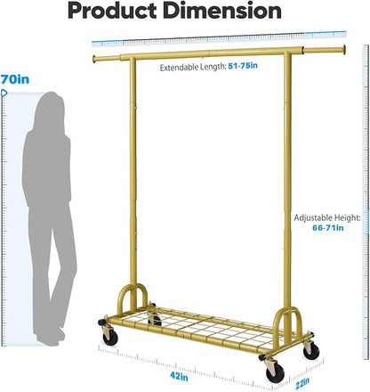 HOKEEPER Clothing Rack Gold Clothes Rack Heavy Duty Garment Rack - Image 6