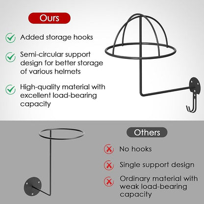 Helmet Holder Wall Mount, 4 Pack Metal Motorcycle Helmet Holder - Image 5