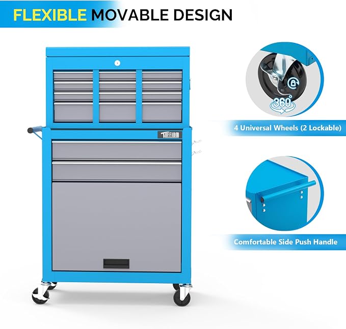 TUFFIOM 8-Drawer Rolling Tool Chest w/Lock, Tool Storage Cabinet w/Wheels - Image 6