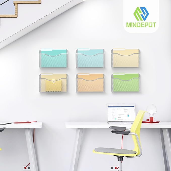 MINDEPOT Wall File Organizer, Hanging Wall File Holder, 3 Pack, Metal Mesh Wall - Image 7