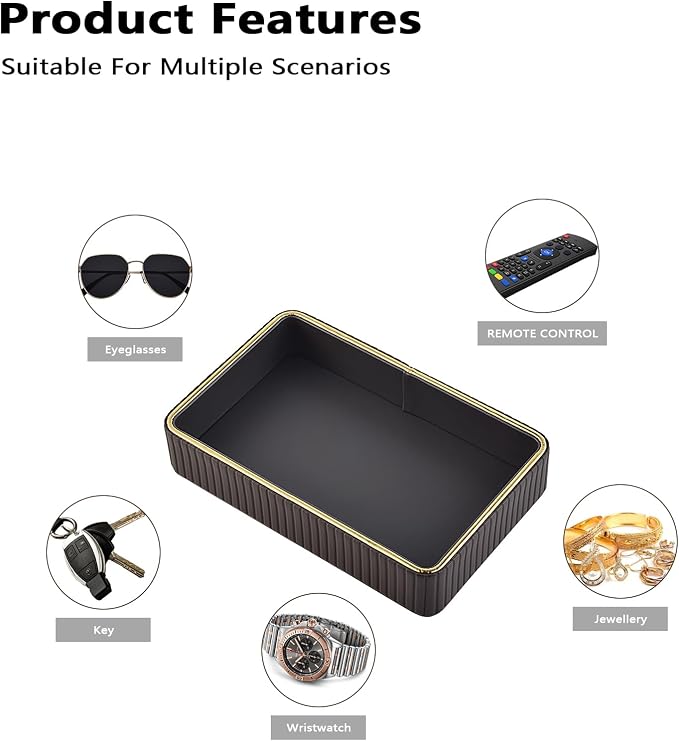PU Leather Valet Tray, Desk Organizer Tray Nightstand Organizer Trinket Dish - Image 9