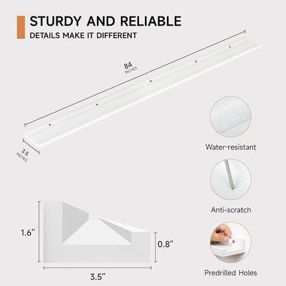Floating Picture Ledge Shelves for Wall Set of 2, 84 Inches Picture Ledge Shelf - Image 2