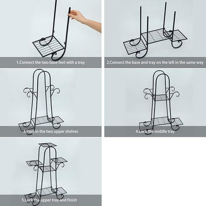 7 Tier Metal Plant Stand Planter Rack, Iron Flower Pot Display Rack Plant Rack - Image 4