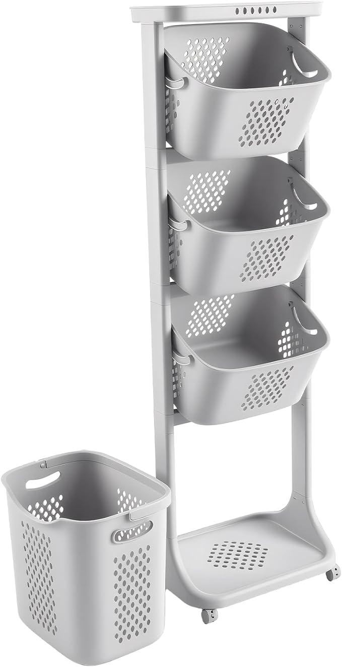 4-Tier Laundry Hamper Cart by Unknown