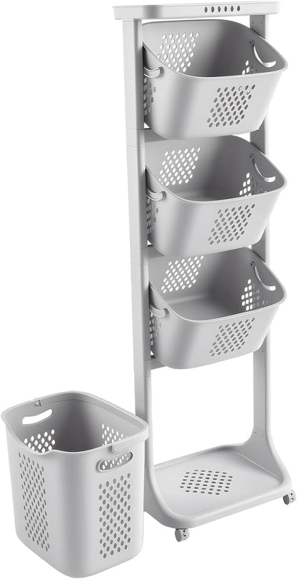 4-Tier Laundry Hamper Cart by Unknown