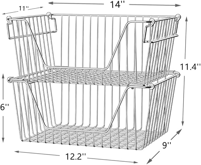 Slideep Stackable Storage Baskets Stainless Steel Cabinet Organizer Sturdy - Image 4