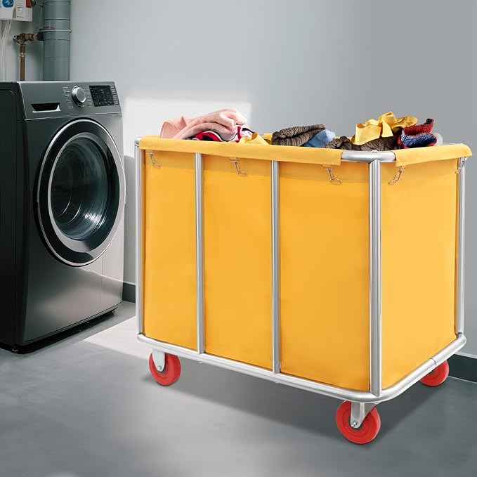 Commercial Laundry Cart with Wheels, Laundry Hamper Cart, Heavy Duty Rolling - Image 9