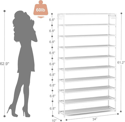 LANTEFUL 10 Tiers Shoe Rack 50 Pairs Large Capacity Tall Shoe Organizer Sturdy - Image 3
