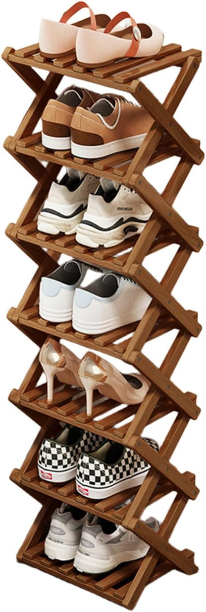 Comeon Bamboo Shoe Rack, Foldable Vertical Shoe Rack by Comeon