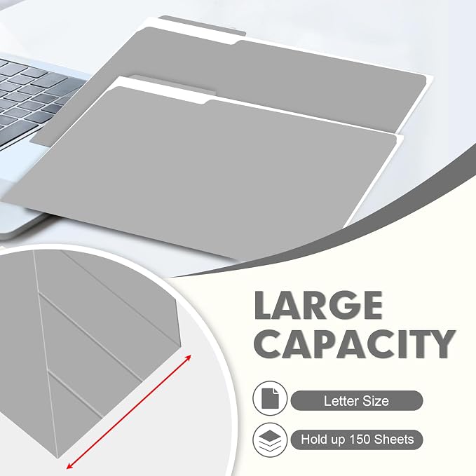 File Folder, PANDRI 120 Pack File Folder, 1/3 Cut Tab, Letter Size, Filing - Image 4