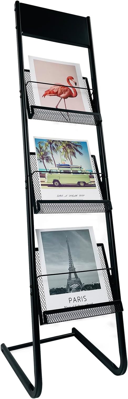TONGMO Floor-standing 3-Layer Magazine Rack, Brochure Display Stand, made of by TONGMO