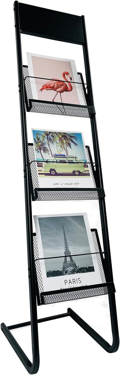 TONGMO Floor-standing 3-Layer Magazine Rack, Brochure Display Stand, made of by TONGMO