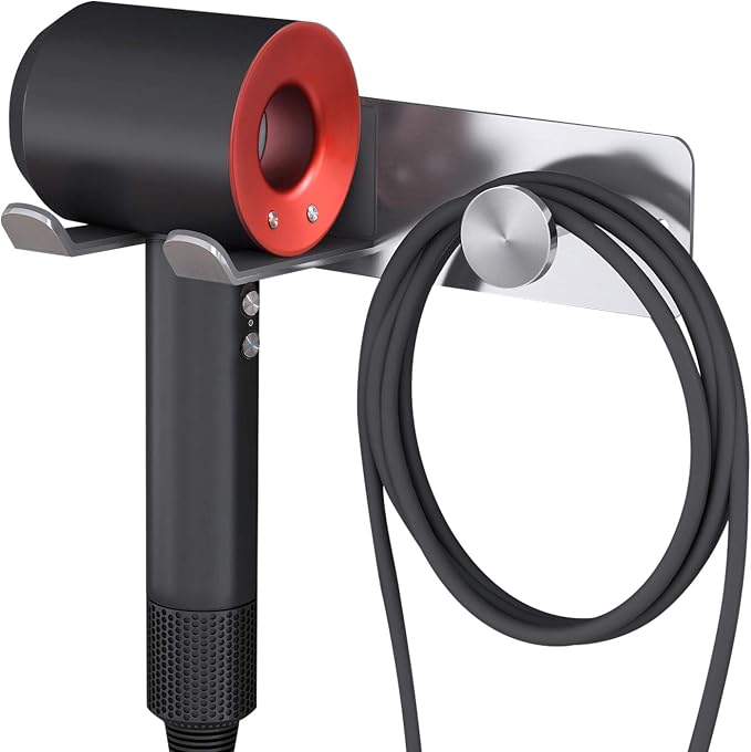 FLE Hair Dryer Holder Wall Mounted, Stainless Steel Self Adhesive Blow Dryer by FLE