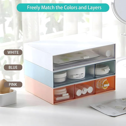 Desktop Organiser with 5 Drawers, Stackable Plastic Storage Box on Desk - Image 5