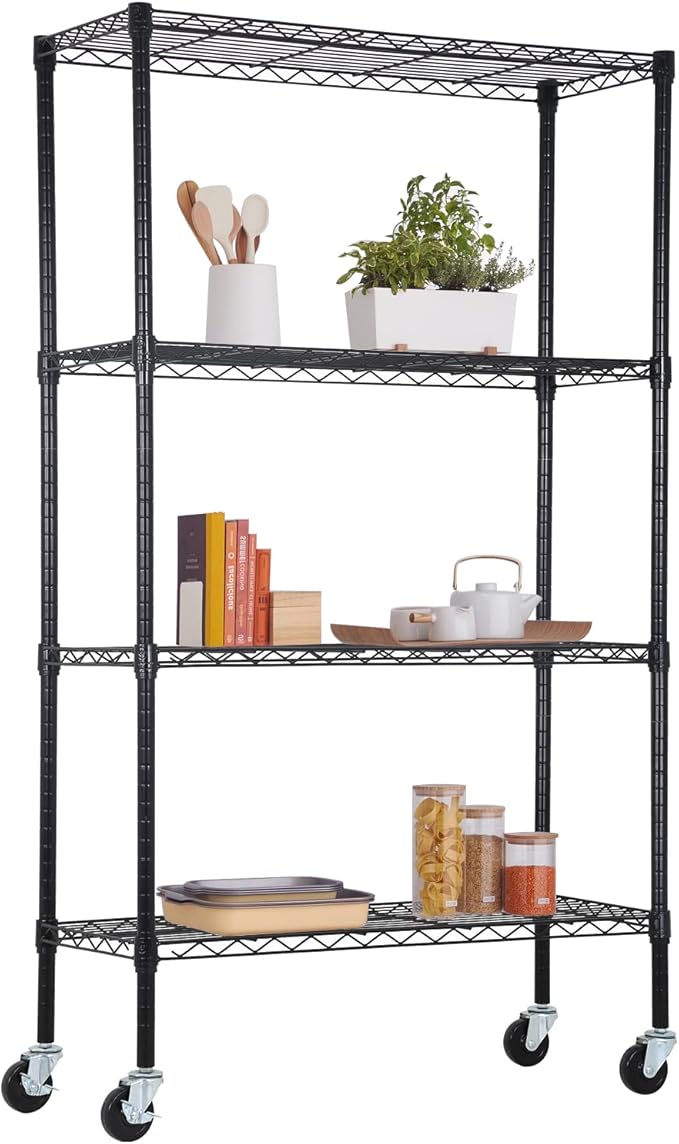 FDW Wire Shelving Storage Shelves 4-Shelf Adjustable NSF Wire Shelf Heavy Duty by FDW