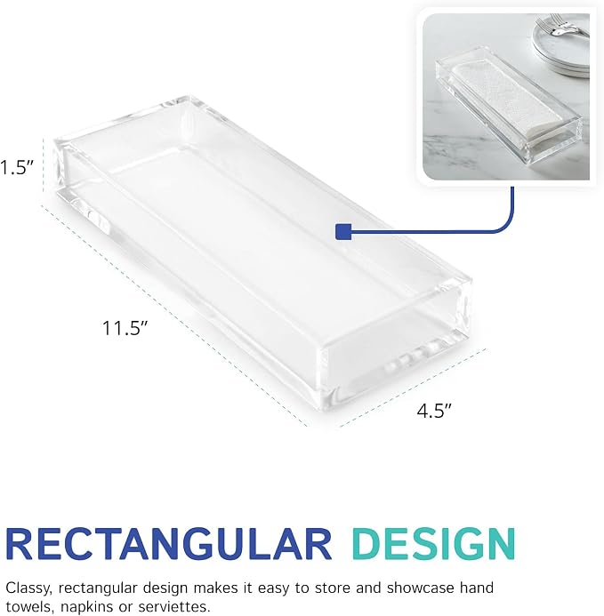 Huang Acrylic Clear Hand Towel Tray 11"x4" | - Image 4