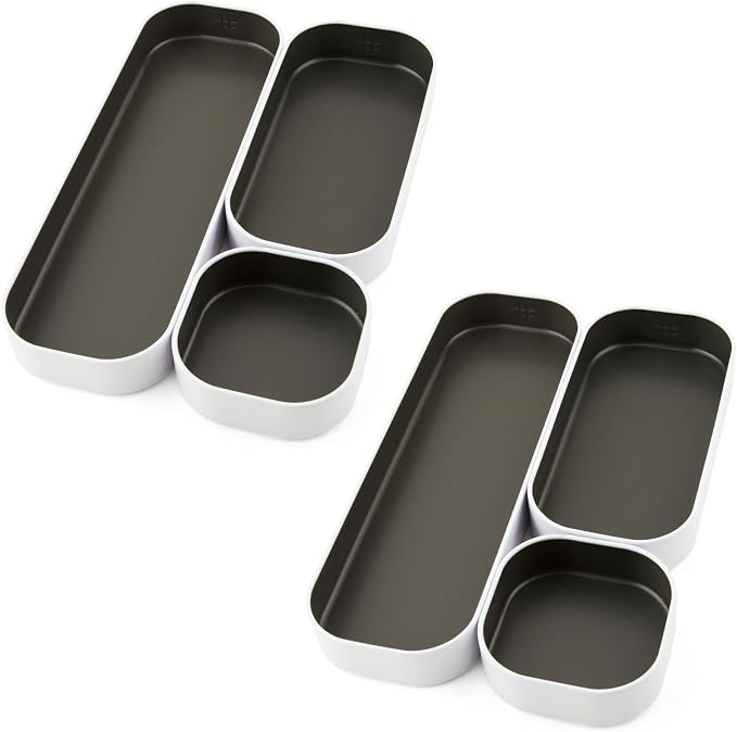 Three by Three Seattle 6 Piece Metal Stacking Bins + Drawer Organizers Set: - Image 5