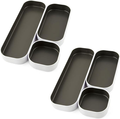 Three by Three Seattle 6 Piece Metal Stacking Bins + Drawer Organizers Set: - Image 5