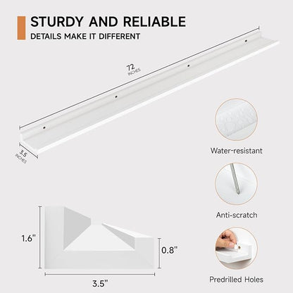 Floating Picture Ledge Shelves for Wall Set of 2, 72 Inches Picture Ledge Shelf - Image 2