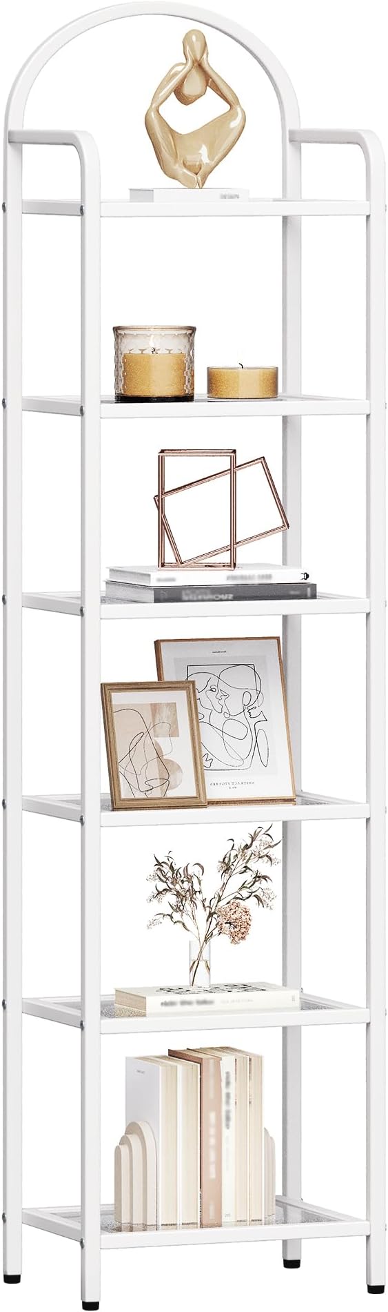 Hzuaneri Bookcase Bookshelf, Tempered Glass Bookshelves | Slim Shelving Unit - Image 8