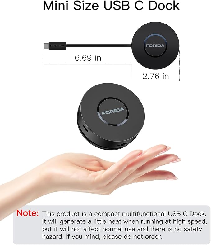 Mini USB C Docking Station Dual HDMI Monitor FORIDA USB C to USB Dock Hub - Image 7