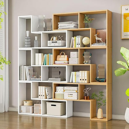 Expandable Bookcase with Adjustable Width, Wooden Room Divider Bookshelf by Unknown