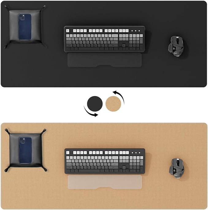 DAWNTREES Dual Sided Desk Mat, Leather Desk Pad, Cork Desk Mat Protector - Image 2