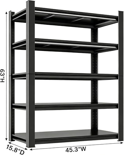 45" W Shelves for Garage Storage, 5 Shelf Adjustable Steel Standing Shelf Units - Image 2