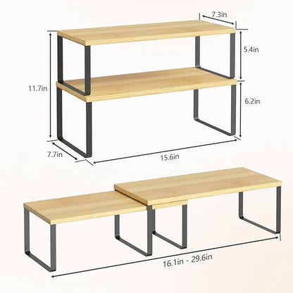 NEX Kitchen Cabinet and Counter Shelf Organizer, Stackable & Expandable - Image 3