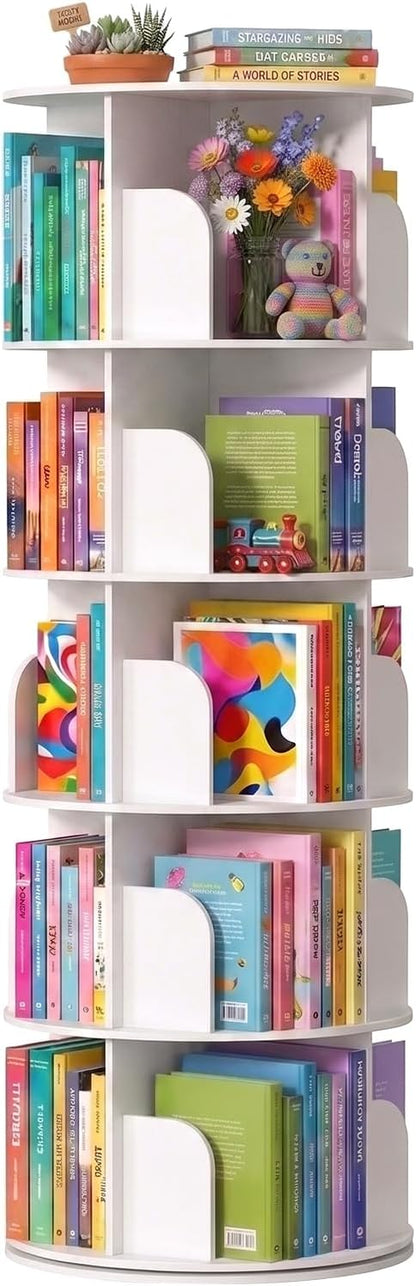 5 Tier Rotating Bookshelf Tower, Round Spinning Bookshelf | 360°revolving by SageNest