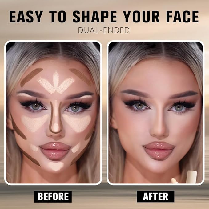 evpct Nuetral Nude & Beige Cream Contour Stick Face Body Makeup Dual Ended - Image 4