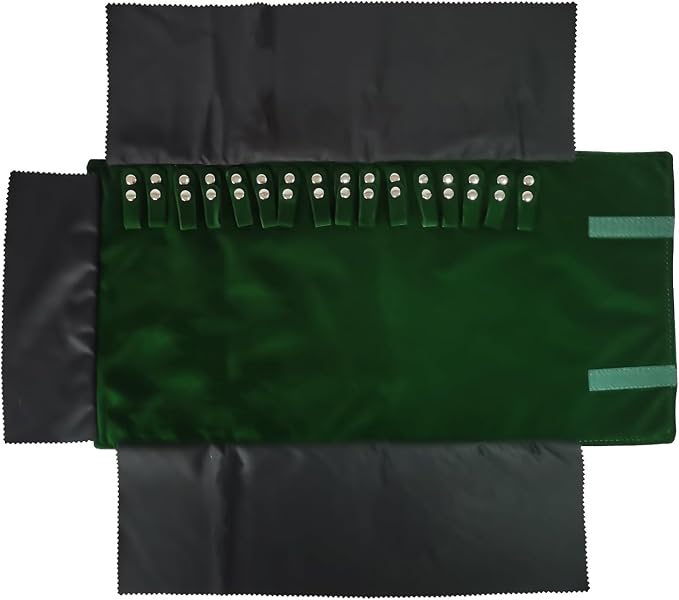 Premium Jewelry Roll Organizer for 16 Necklaces 55cm x 29cm Metal Snap & Velcro - Image 2