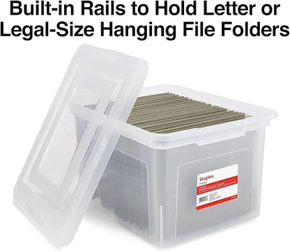 STAPLES Plastic File Box with Snap Lid, Letter/Legal Size, 2/Pack | Stackable - Image 4