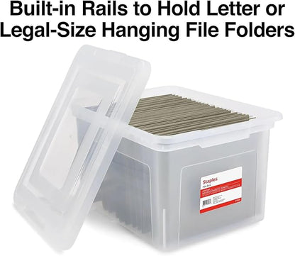 STAPLES Plastic File Box with Snap Lid, Letter/Legal Size, 4/Carton | Stackable - Image 4