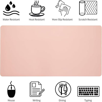 Bloss Pink Desk Mat, Waterproof Non-Slip Leather Desk Pad, Large Mouse Pad - Image 5