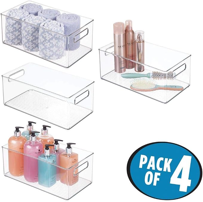 mDesign Plastic Bathroom Storage Container Bins w/ Handles - Image 3