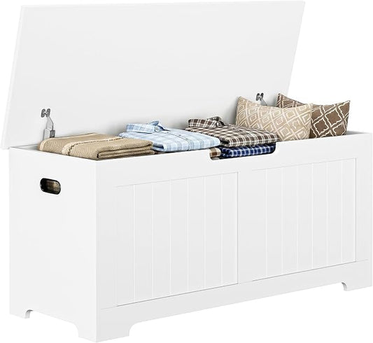 Wooden Storage Chest, 30/40 Inch Storage Trunk w/2 Safety Hinges, Storage Bench by Saicool