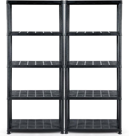 IRONMAX 5-Tier Plastic Shelving Unit, No Tools Required, Free Standing Storage by IRONMAX