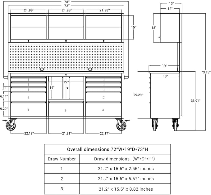 CT Copper Tailor 72-Inch Rolling Tool Chest - Image 2