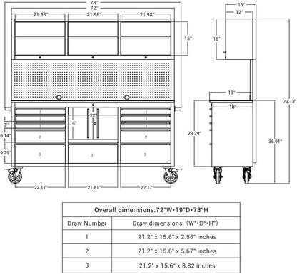 CT Copper Tailor 72-Inch Rolling Tool Chest - Image 2